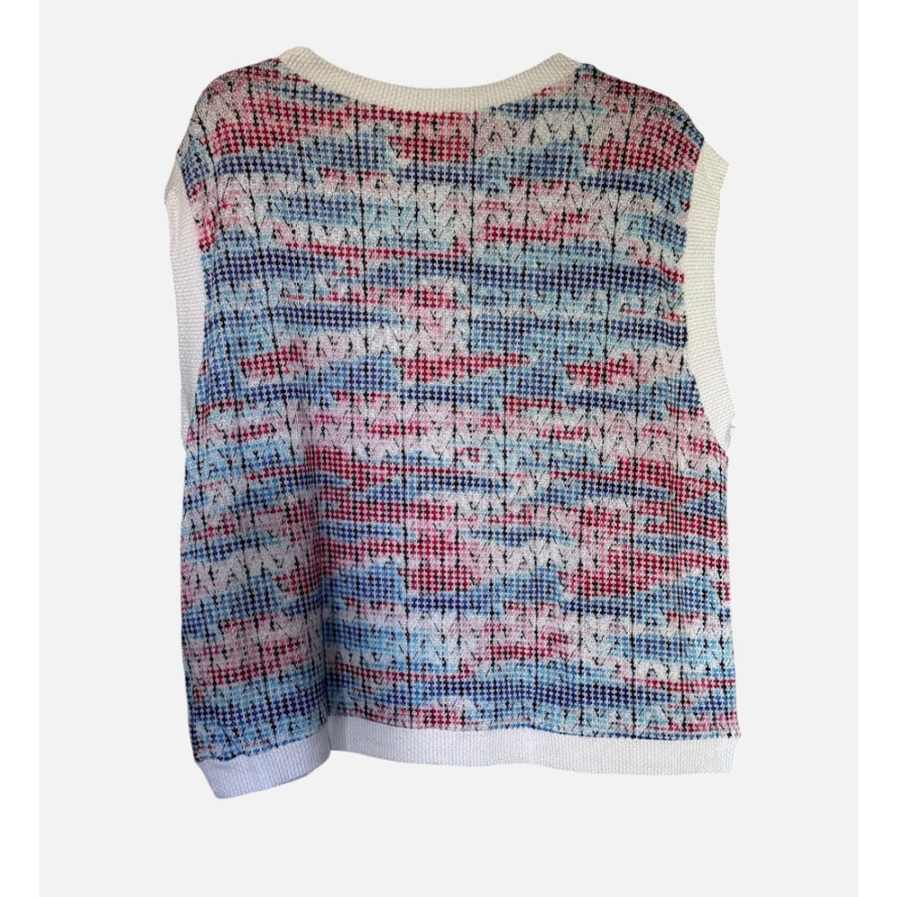Women's Haptics Blue, Red and White Colorblock Band Knit Top L - Picture 3 of 5